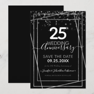 Invitation 25e anniversaire Gold Border Enregistrer la date