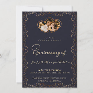 Invitation 25e anniversaire Golden Ribboned Frame love