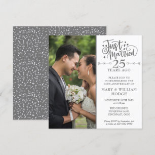 Invitation 25e anniversaire juste marié Mariage photo Carré