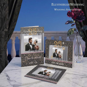 Invitation 25e anniversaire Mariage d'argent Perles tissées N