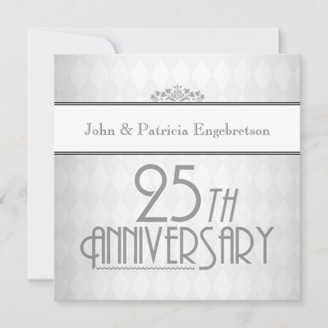 Invitation 25e anniversaire Mariage d'argent sophistiqué (Devant)