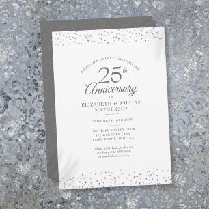 Invitation 25e anniversaire Mariage de la fécule d'argent Con