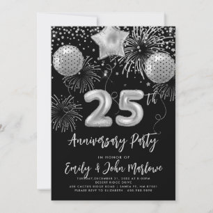 Invitation 25e anniversaire Parties scintillant d'argent Conf