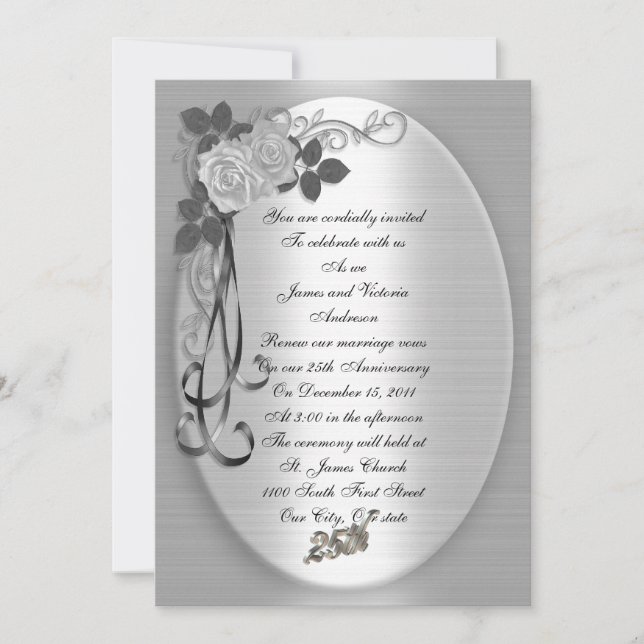 Invitation 25e anniversaire Renouvellement de Vow (Devant)