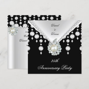 Invitation 25e anniversaire Silver Black White Pearl 2