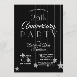 Invitation 25e anniversaire Silver Custom Event Purple Party