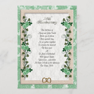 Invitation 25e anniversaire vow renouveau rose irlandais