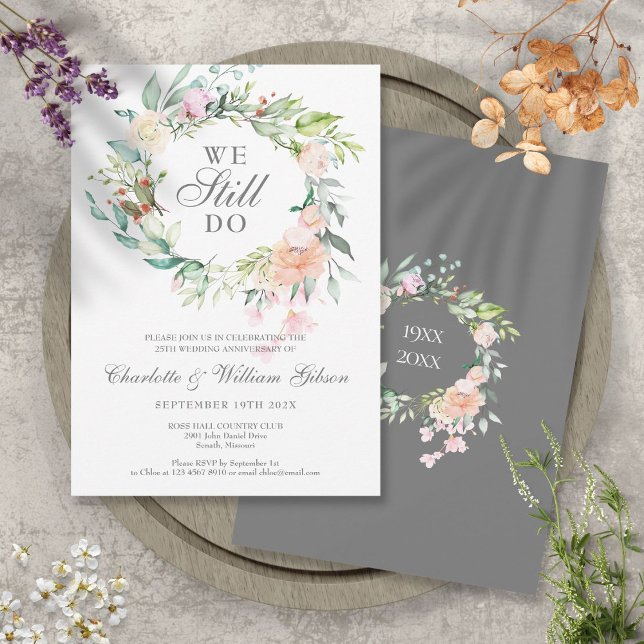 Invitation 25e anniversaire Vow renouveau Roses Floral (Créateur téléchargé)