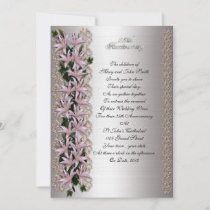 Invitation 25e anniversaire vow renouvellement liet et lis