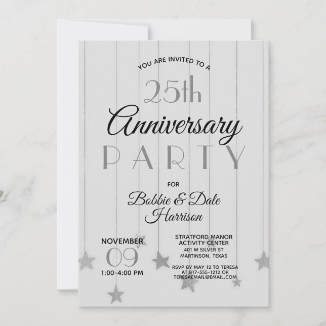 Invitation 25e Fête de l'événement personnalisé pour les Noce (Devant)