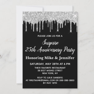 Invitation 25e Fête des Surprises Noires et Argent