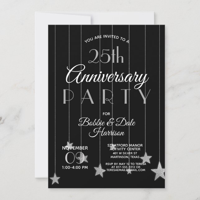 Invitation 25e Fête violette sur mesure pour l'anniversaire d (Devant)