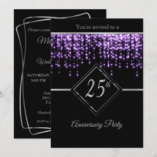 Invitation 25e Noces d'argent avec Étoiles Violettes