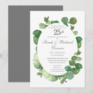 Invitation 25e Noces d'Argent Eucalyptus Boho Feuillage