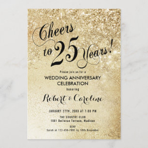 Invitation 25ème Or d'anniversaire de mariage