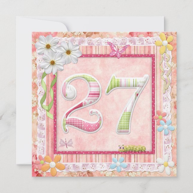 Invitation 27ème anniversaire style scrapbooking (Devant)