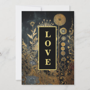 Invitation *~ 29 RSVP AR26 QR Gold Lace LOVE Vintage Wedding