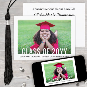 Invitation 2 Classe photo Année Moderne Minimaliste Graduatio