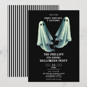 Invitation 2 Fantômes Soirée Fantôme Halloween Effrayant