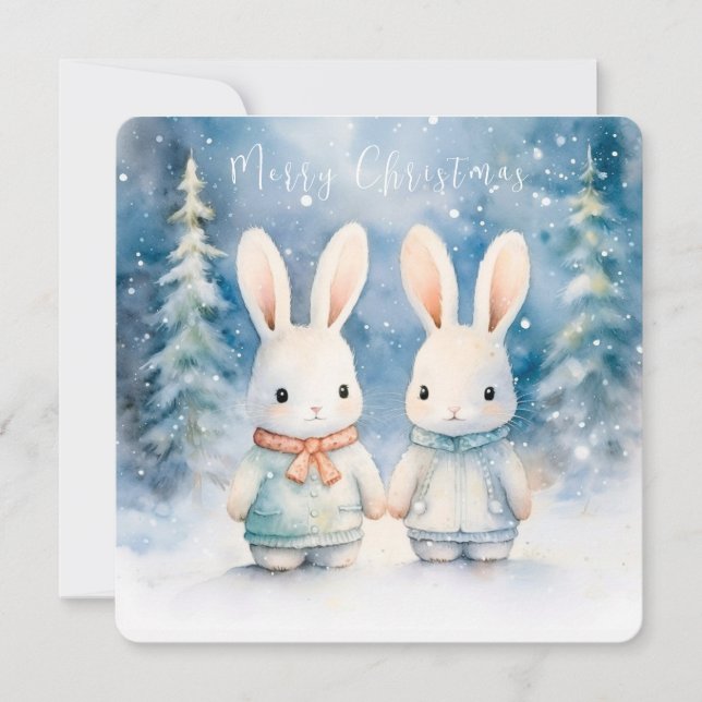 Invitation 2 lapins de Noël (Devant)
