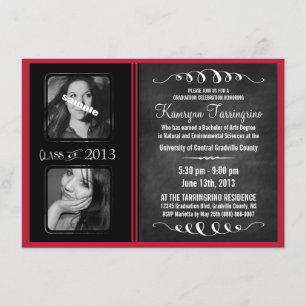 Invitation 2 Patinage photo noir et rouge