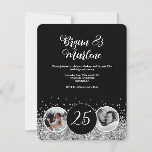 Invitation 2 Photo Anniversaire du Mariage Argent