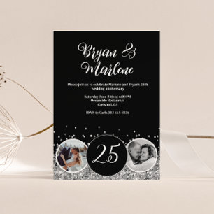 Invitation 2 Photo Anniversaire du Mariage Argent