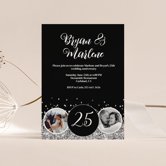 Invitation 2 Photo Anniversaire du Mariage Argent (Créateur téléchargé)