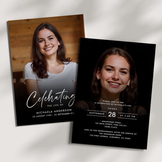 Invitation 2-Photo Célébration de la vie / Funérailles / Mémo (Créateur téléchargé)