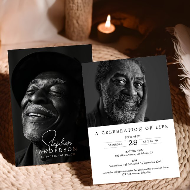 Invitation 2-Photo Célébration de la vie / Funérailles / Mémo (Créateur téléchargé)