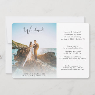 Invitation 2 Photo Nous nous sommes enfuis Mariage élégant An