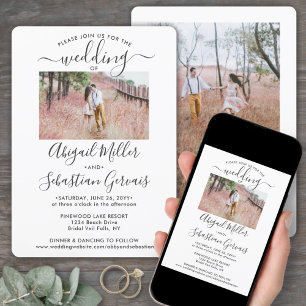 Invitation 2 Photo Simple Moderne Calligraphie Mariage élégan