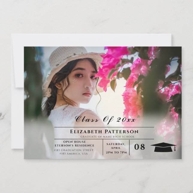 Invitation 2 Photos Graduation simple élégant Script (Devant)