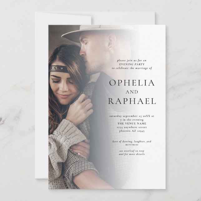 Invitation 2 Photos QR Code Bohême Mariage Soirée Party (Devant)