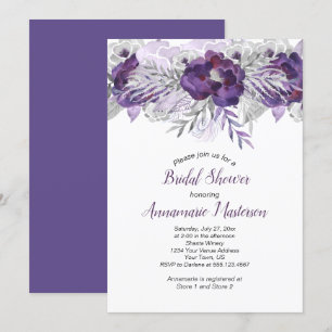 Invitation #2 Ultra Violet Lavender Gris Fête des mariées flo
