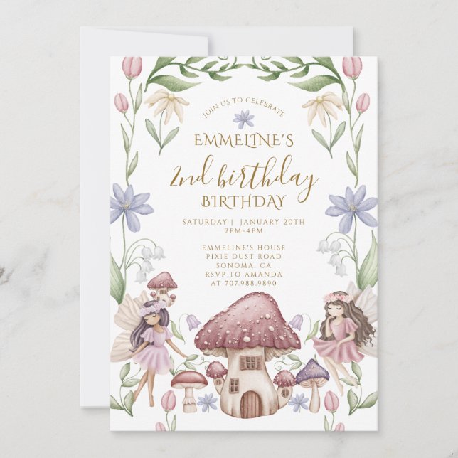 Invitation 2e anniversaire de la Fille des Fées de Forêt Ench (Devant)