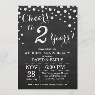 Invitation 2e Anniversaire de Mariage Tableau Noir Argent