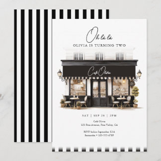 Invitation 2e Anniversaire Oh Là Là Café Parisien Noir & Blan