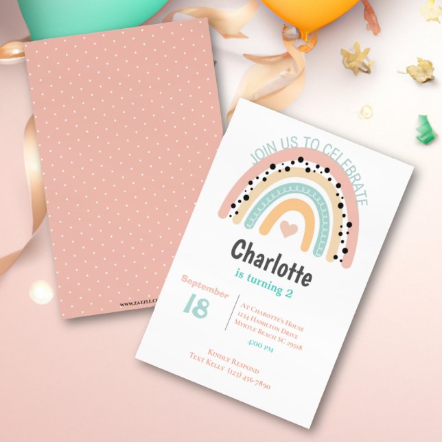 Invitation 2e anniversaire Rainbow Coral (Créateur téléchargé)