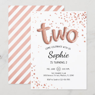 Invitation 2e anniversaire - Rose Gold White