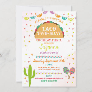 Invitation 2e anniversaire Taco Fiesta fête d'anniversaire Me