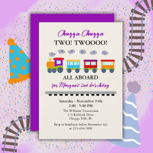 Invitation 2e Anniversaire Train Coloré Mignon
