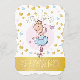 Invitation 2e fête d'anniversaire Princesse Ballerina à Tutu