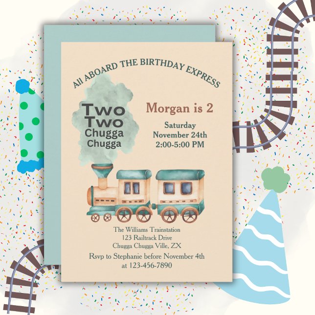 Invitation 2e fête de train d'anniversaire Tous à bord de l'a (Créateur téléchargé)