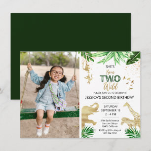 Invitation 2e Girl Boy Safari Deux Wild Birthday Photo