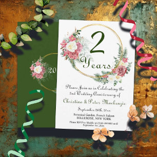 Invitation 2e Mariage de coton Anniversaire Rose Gold Frame