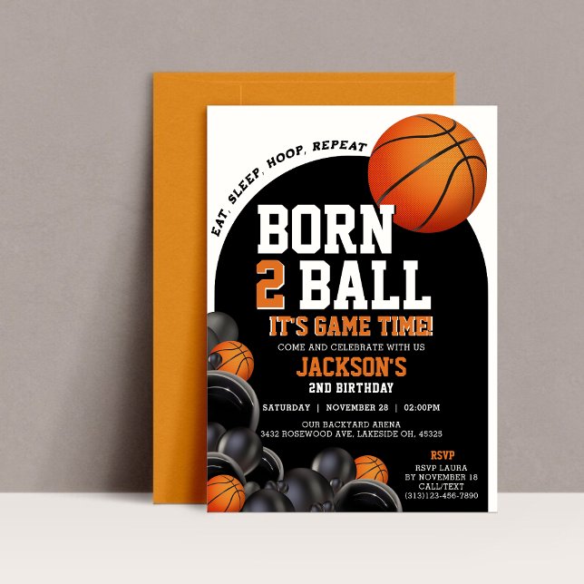 Invitation 2e Modèle d'invitation d'anniversaire de basket-ba (Créateur téléchargé)