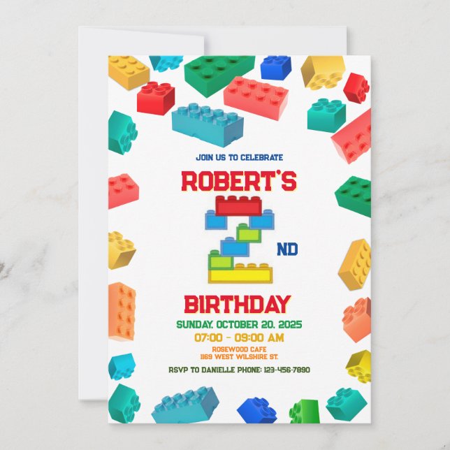 Invitation 2ème Bâtiment Blocks Anniversaire, soirée de const (Devant)