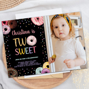 Invitation 2ème couleur douce Photo Donut Anniversaire