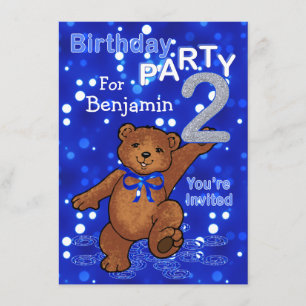 Invitation 2ème fête d'anniversaire de danse d'ours pour des